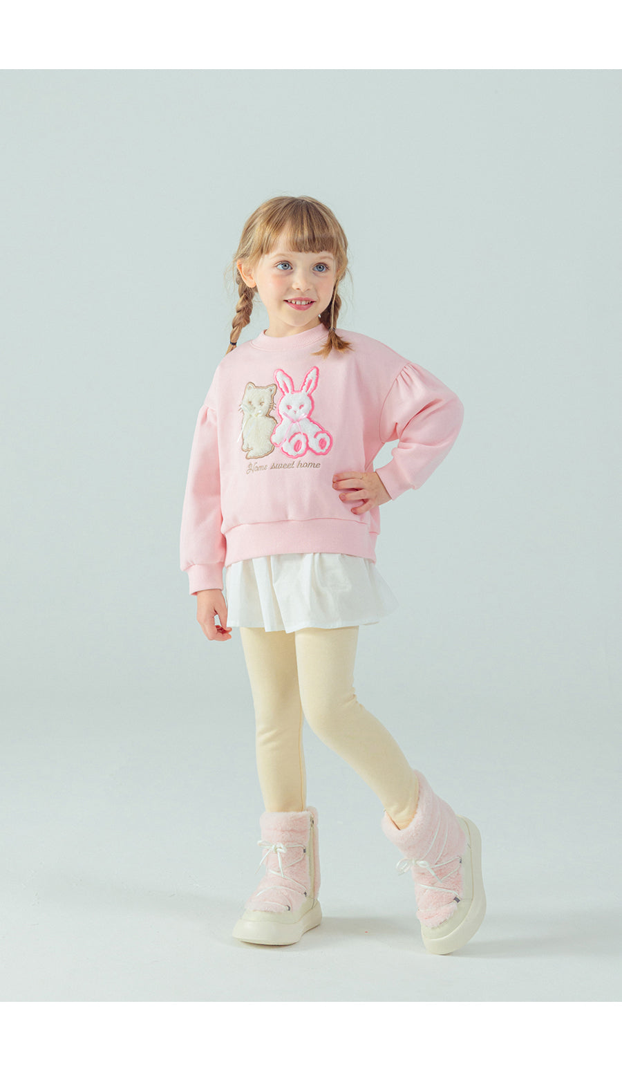 I LOVE J Cat & rabbit fleece mtm