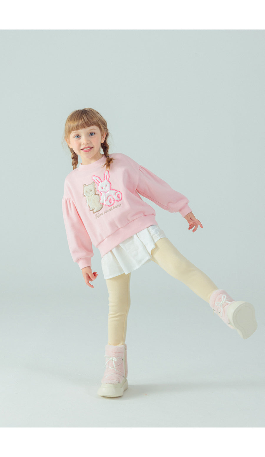 I LOVE J Cat & rabbit fleece mtm