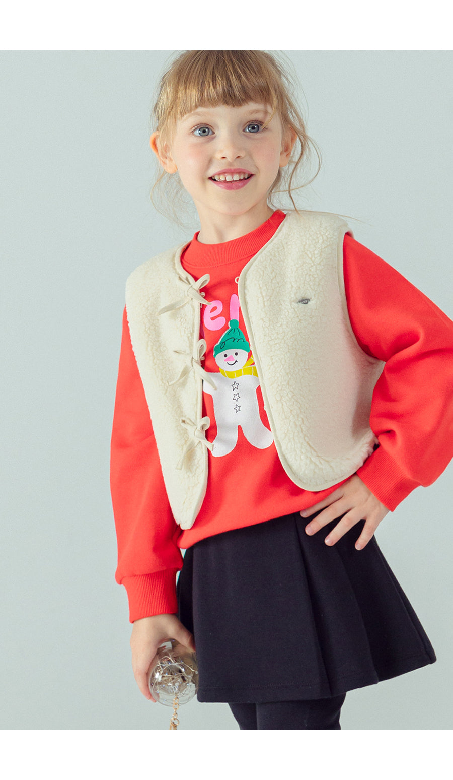 I LOVE J Ribbon point fleece vest