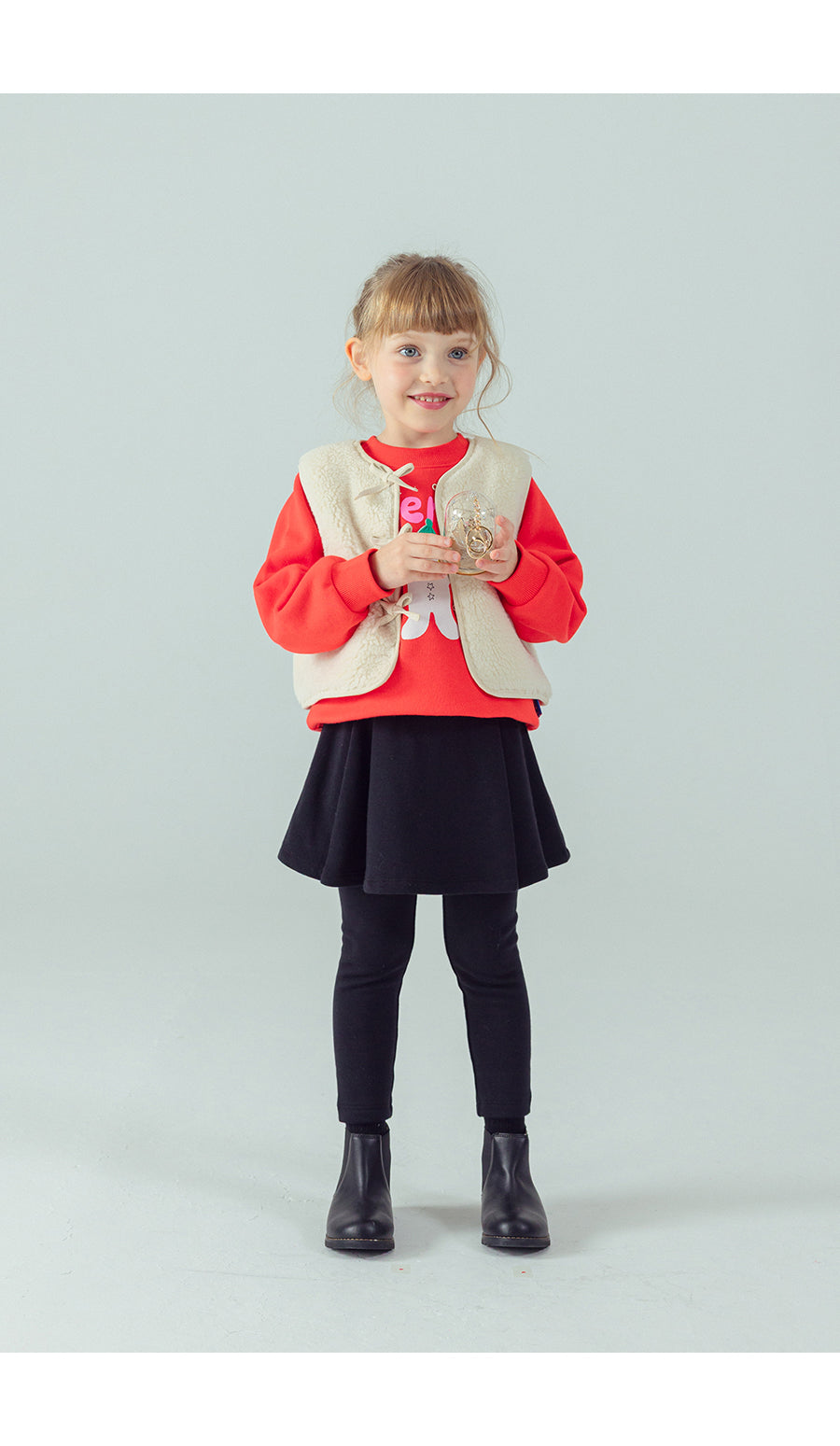 I LOVE J Ribbon point fleece vest