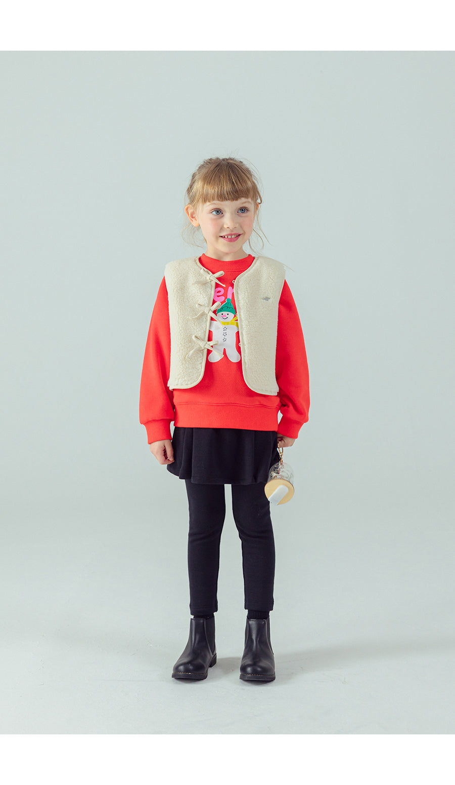 I LOVE J Ribbon point fleece vest