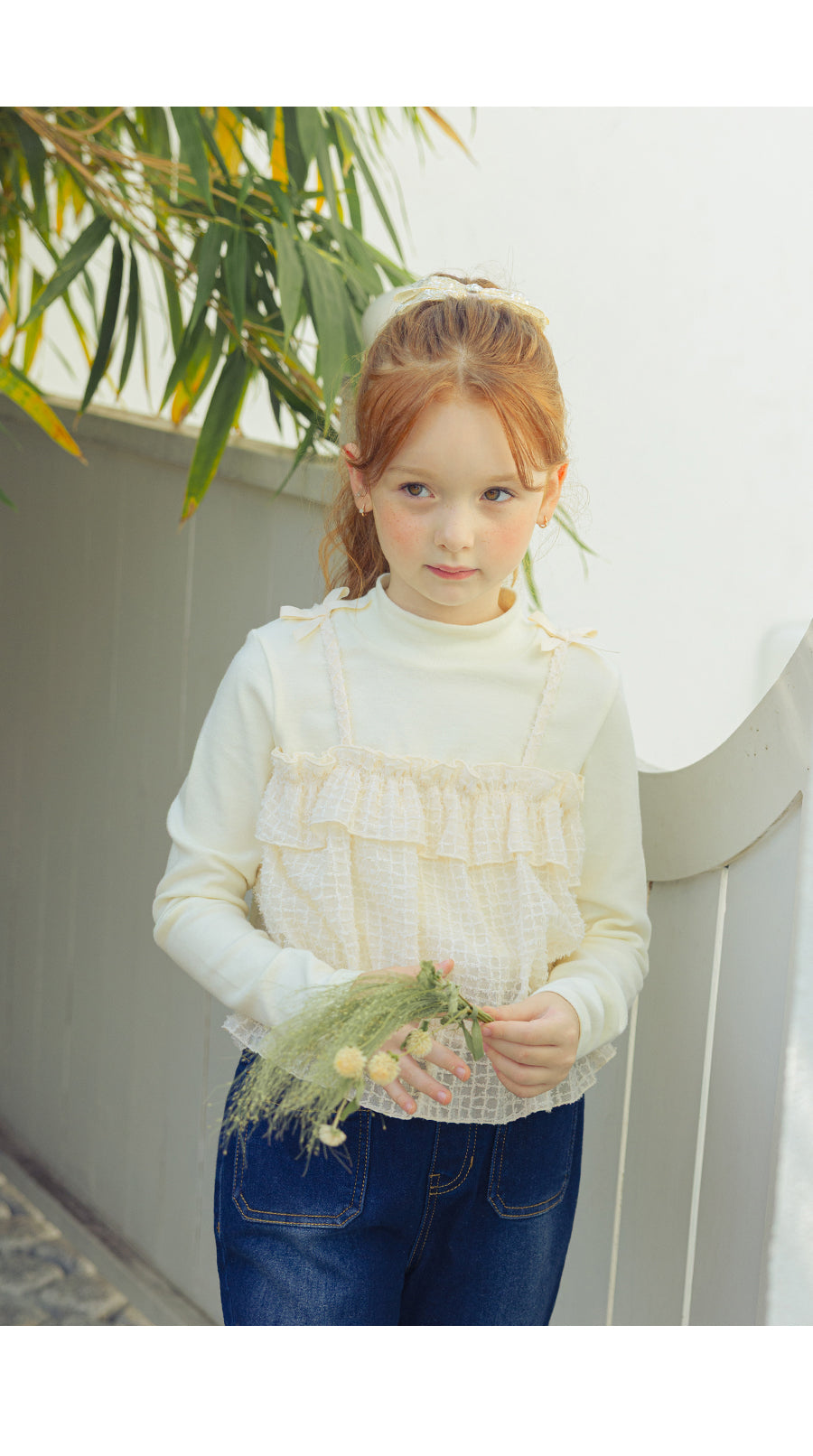 I LOVE J ruffle ribbon bustier top