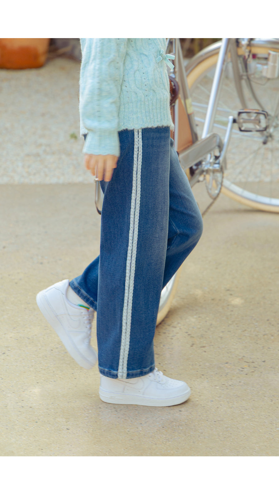 I LOVE J Lace denim wide pants