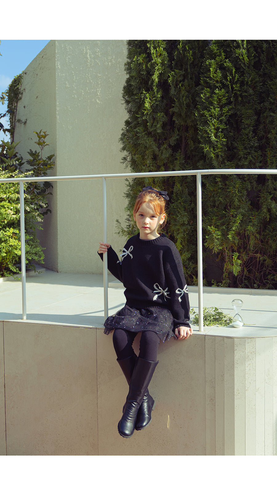 I LOVE J Ribbon short knit top