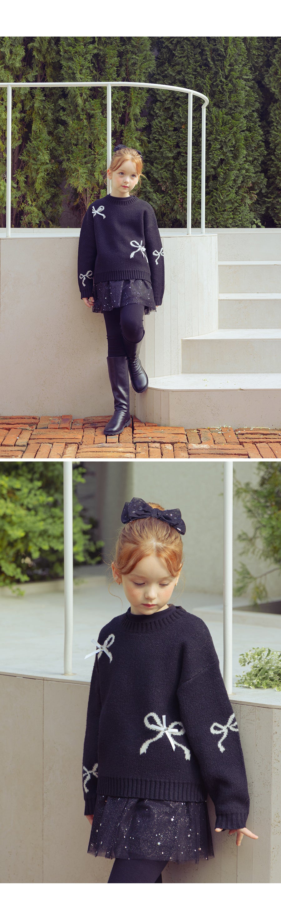 I LOVE J Ribbon short knit top