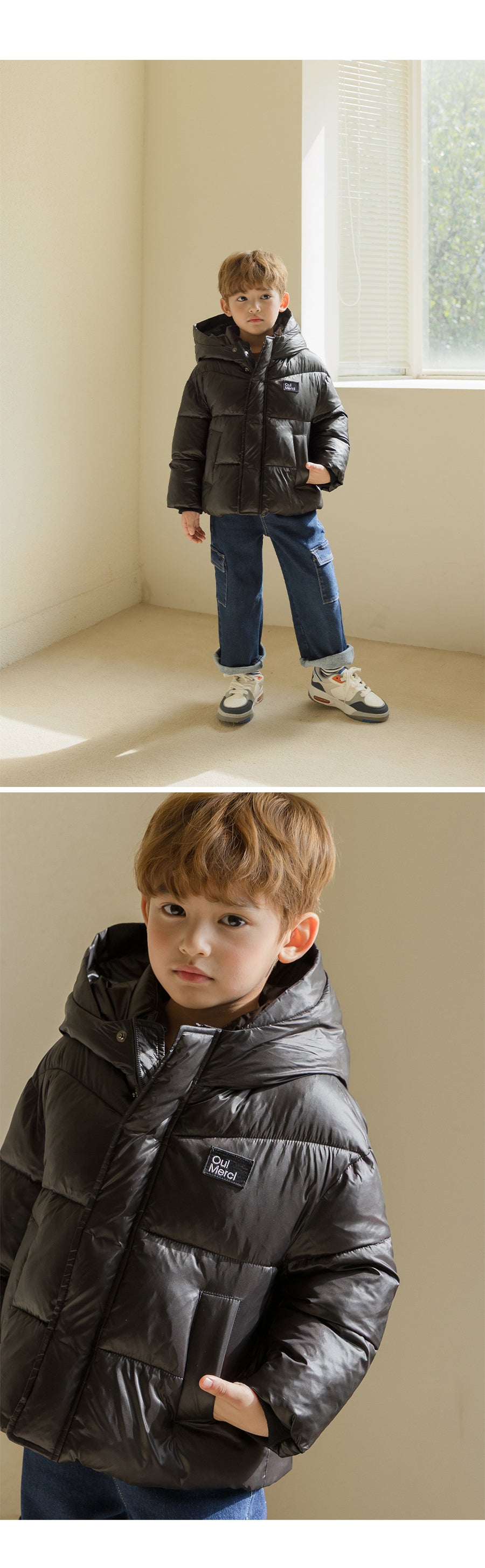 I LOVE J Oui merci solarball padding hoodie jacket