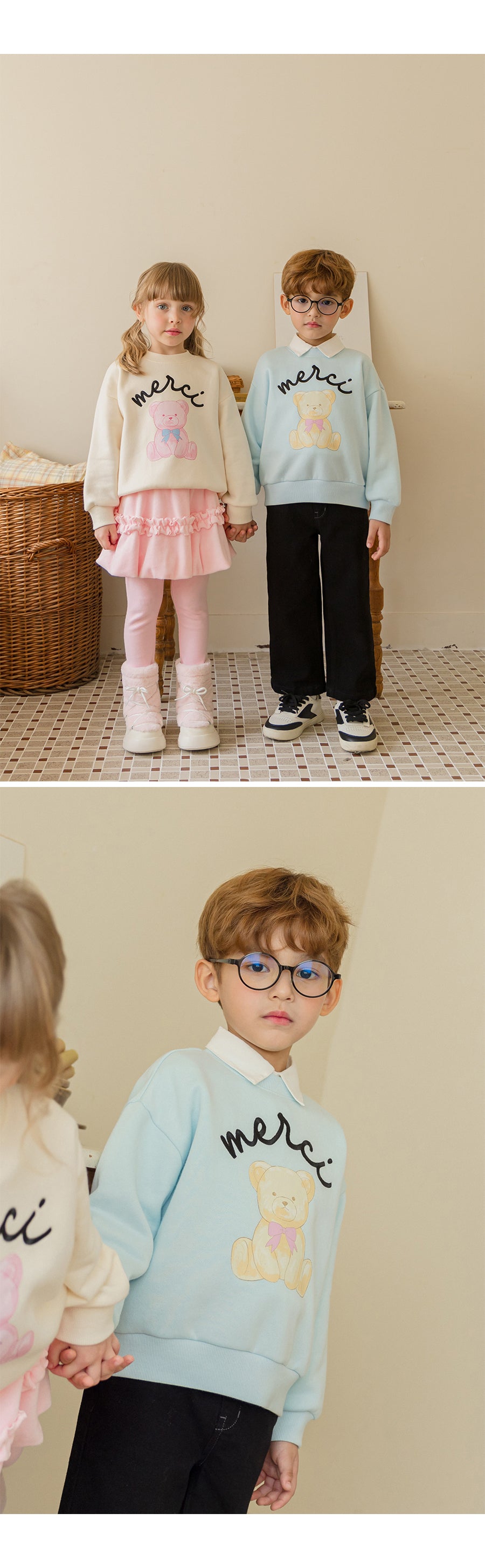 I LOVE J Ribbon bear fleece mtm