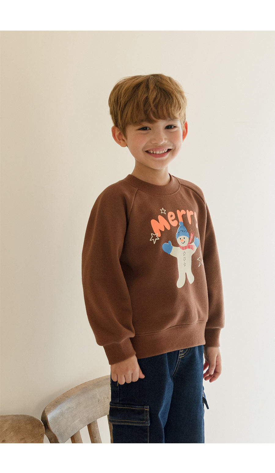 I LOVE J Merry snowman fleece mtm(Brown)