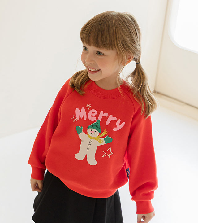 I LOVE J Merry snowman fleece mtm(red)