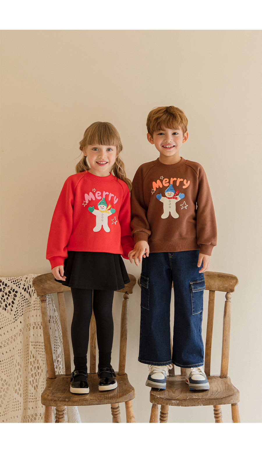 I LOVE J Merry snowman fleece mtm(red)