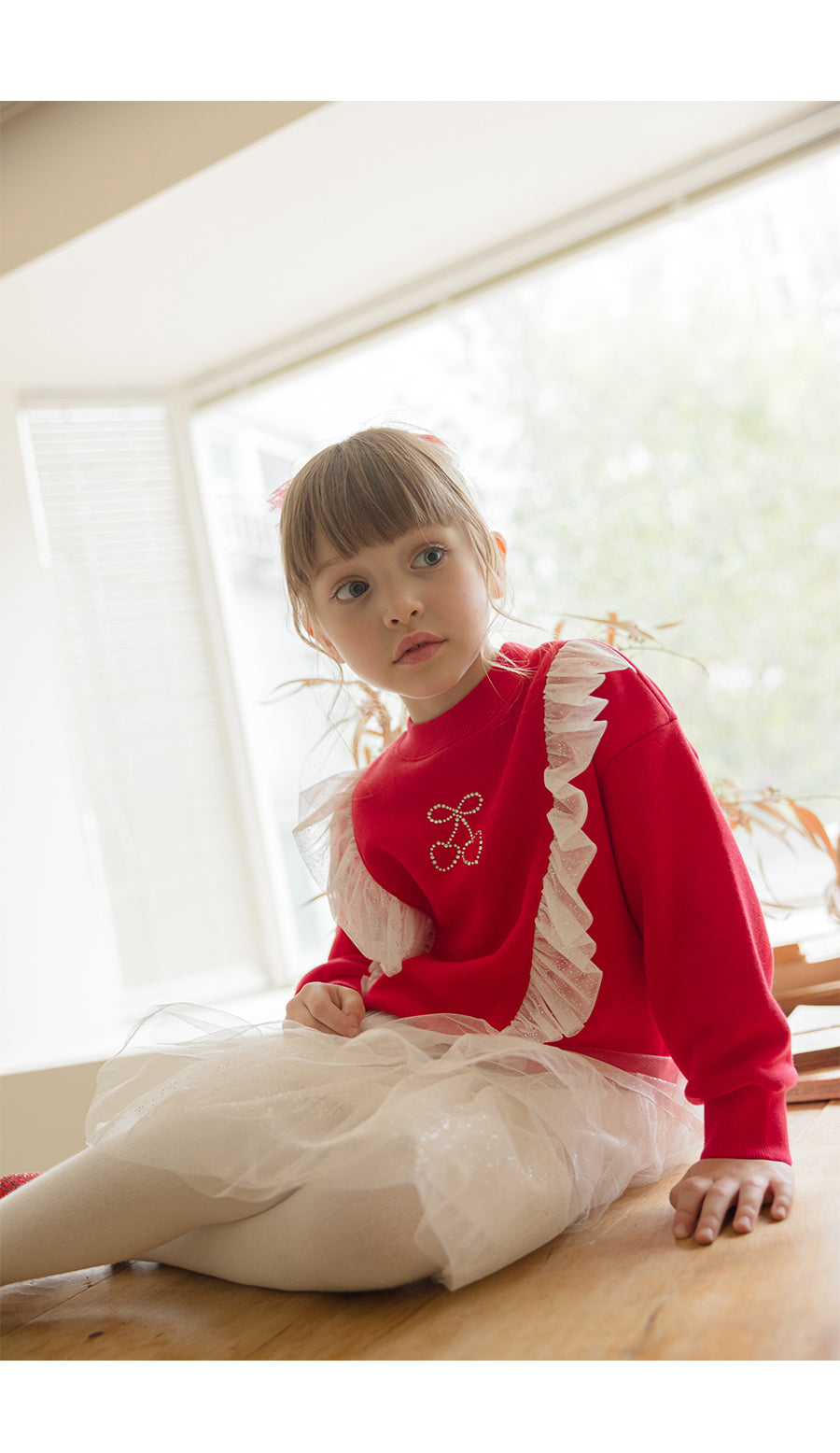 I LOVE J Net frill mtm (Fleece inside)