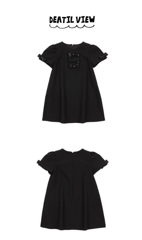BEBEBEBE HOLIDAY 2025 Christmas puff ribbon dress (BLACK)