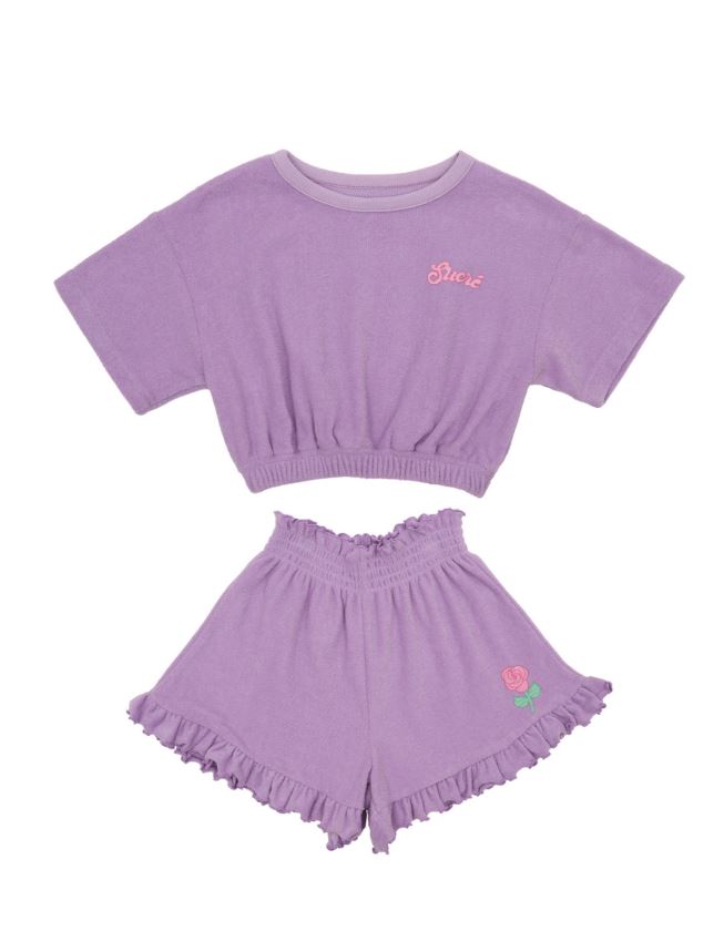 BEBEBEBE SUMMER cream rose terry set