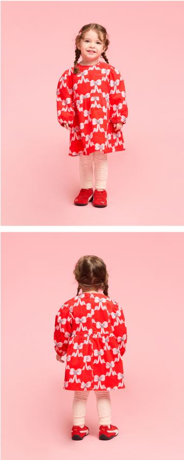 BEBE DE PINO All-over puff ribbon baby fur vest one-piece set