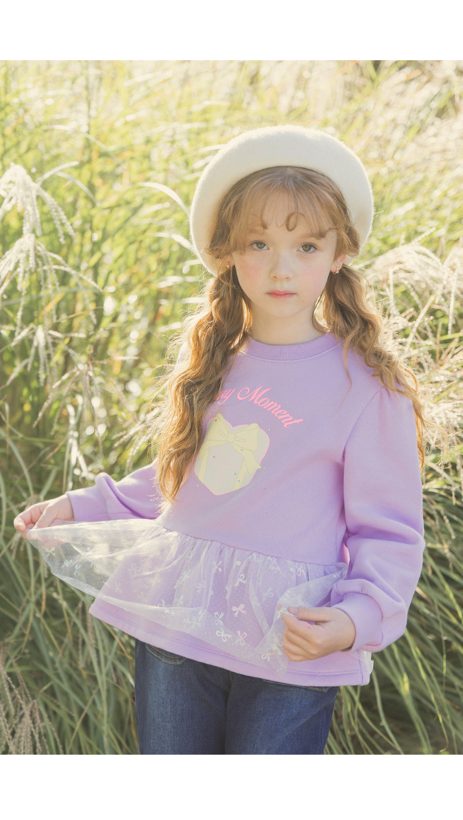 I LOVE J Moment ribbon frill fleece top