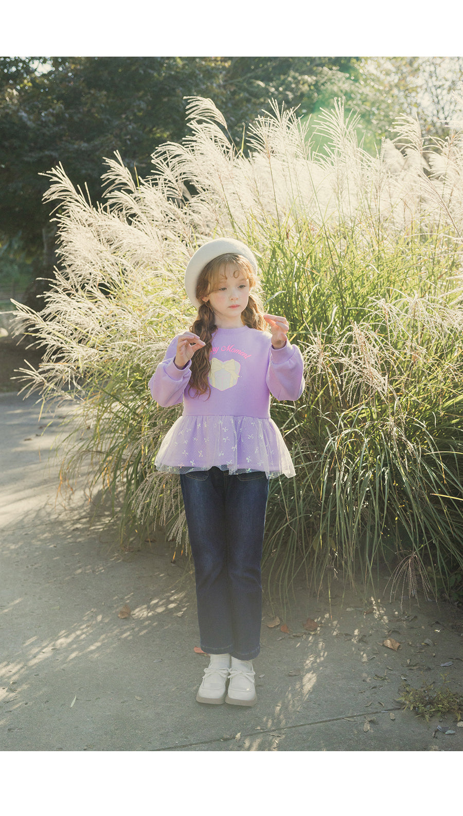 I LOVE J Moment ribbon frill fleece top