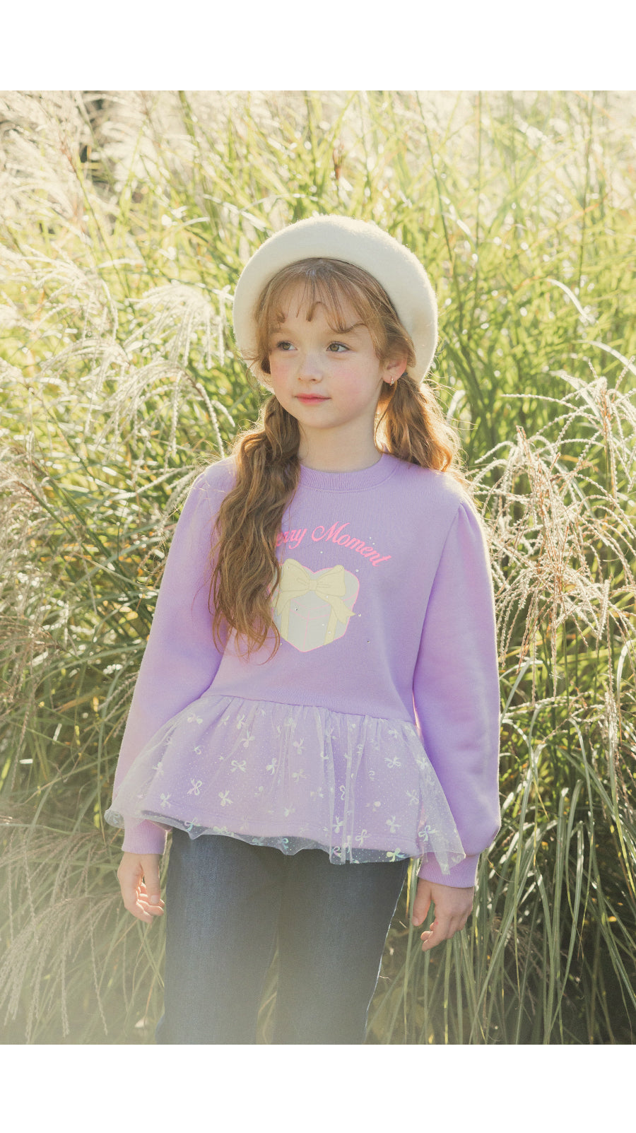 I LOVE J Moment ribbon frill fleece top