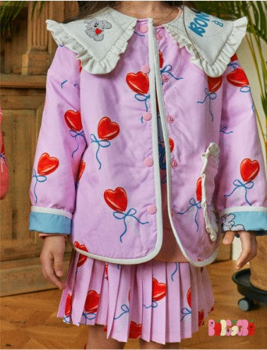 BEBEBEBE 2024 SPRING PRE Pink heart candy pleated skirt