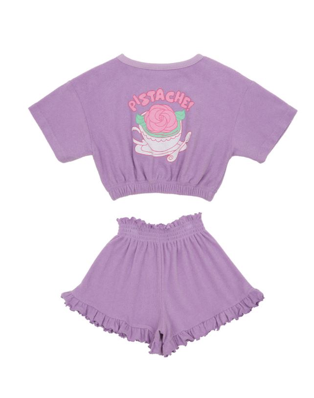 BEBEBEBE SUMMER cream rose terry set