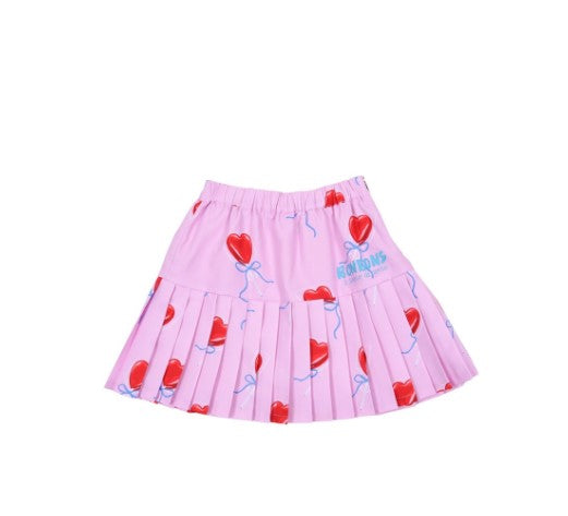 BEBEBEBE 2024 SPRING PRE Pink heart candy pleated skirt