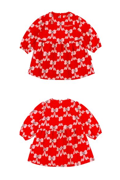 BEBE DE PINO All-over puff ribbon baby fur vest one-piece set
