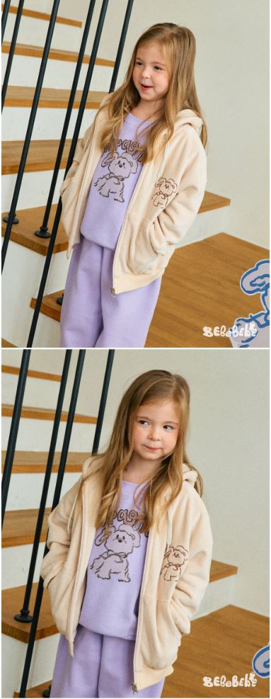 BEBEBEBE HOLIDAY  Puppy zip-up hoodie (BEIGE)