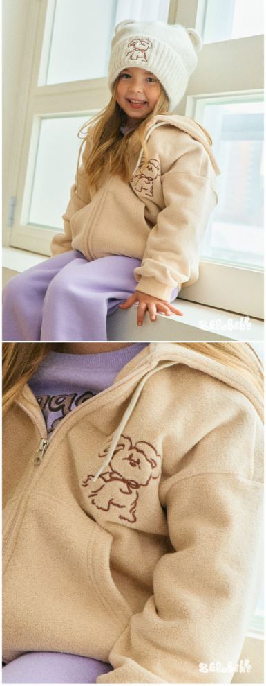 BEBEBEBE HOLIDAY  Puppy zip-up hoodie (BEIGE)