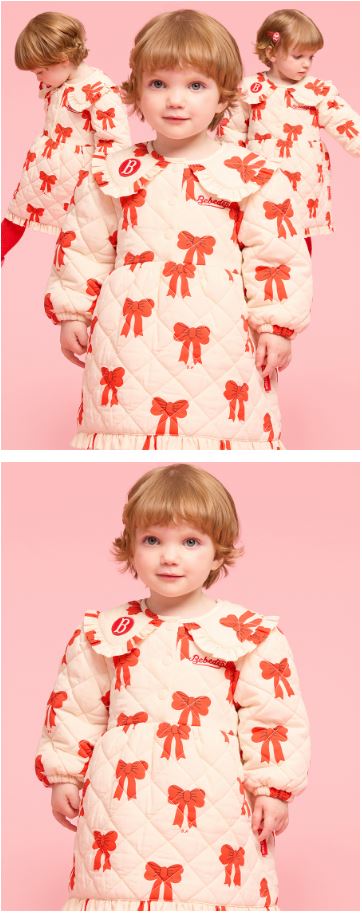 BEBE DE PINO All over ribbon baby big collar quilted dress