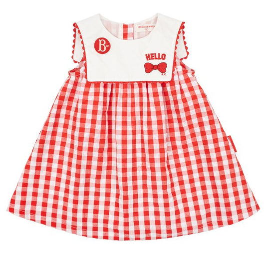 BEBE DE PINO Hello ribbon baby gingham check dress