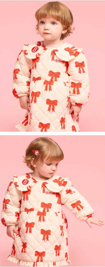 BEBE DE PINO All over ribbon baby big collar quilted dress