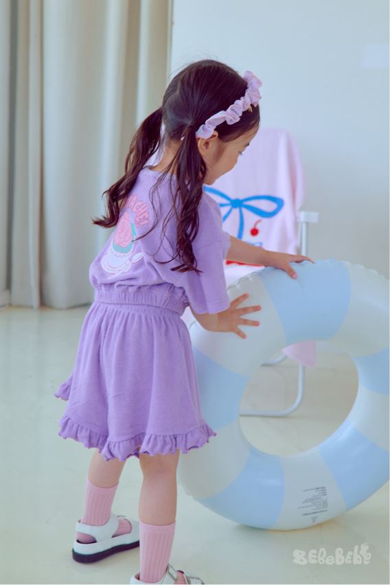 BEBEBEBE SUMMER cream rose terry set