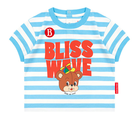 BEBE DE PINO Cool bear baby stripe short sleeve tee