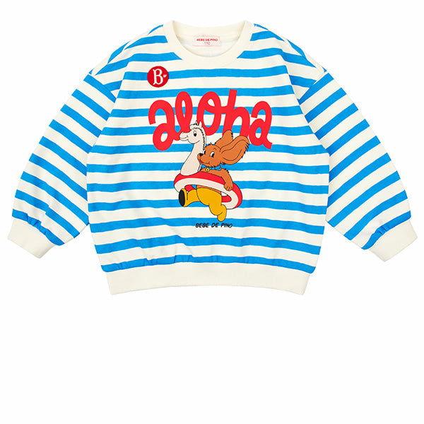 BEBE DE PINO Aloha puppy stripe sweatshirt