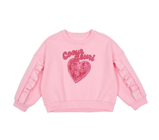 BEBEBEBE HOLIDAY Flower heart frill sweatshirt (PINK)