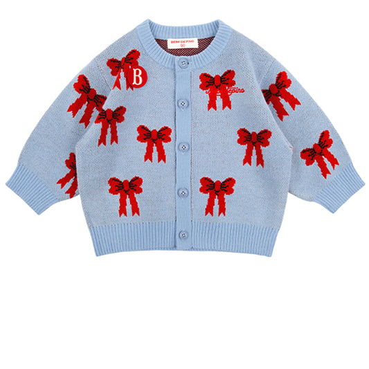 BEBE DE PINO 	All over ribbon baby sweater cardigan