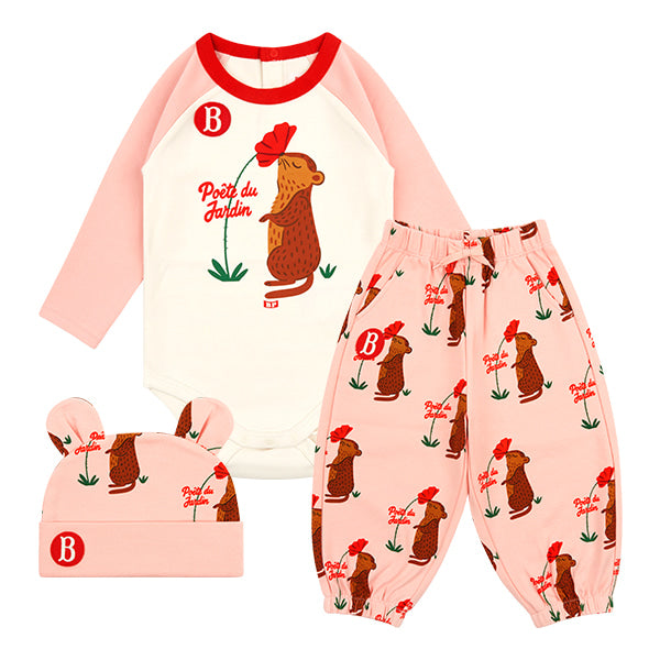 BEBE DE PINO All over squirrel baby bodysuit set