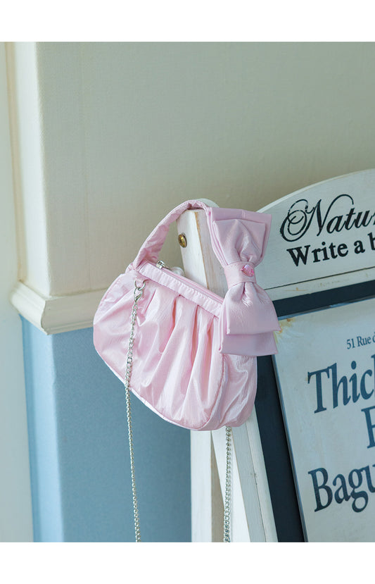 I LOVE J ribbon handle shirring bag