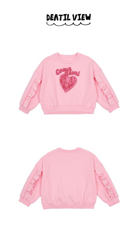 BEBEBEBE HOLIDAY Flower heart frill sweatshirt (PINK)