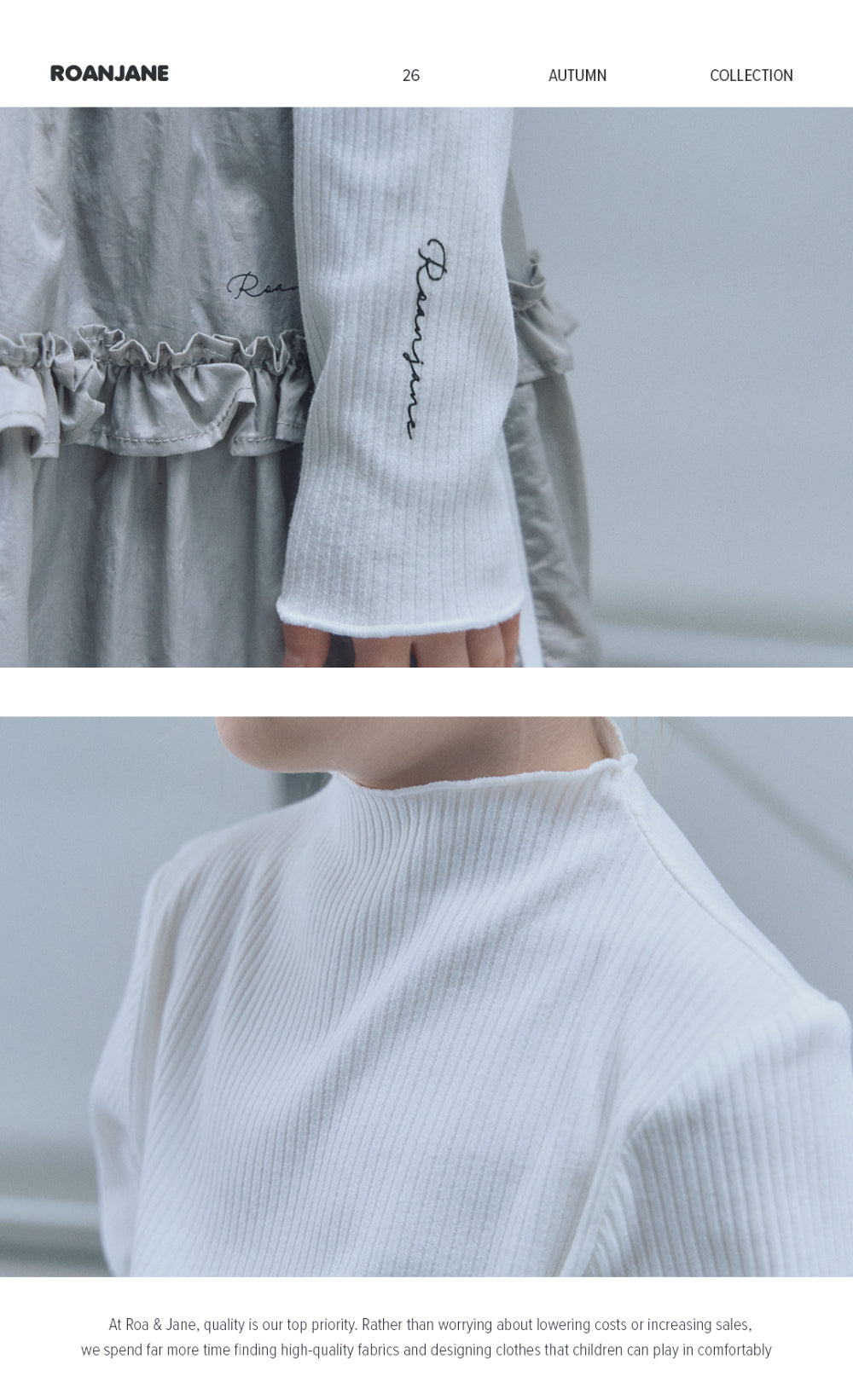 ROANJANE Botani turtle neck ribbed top