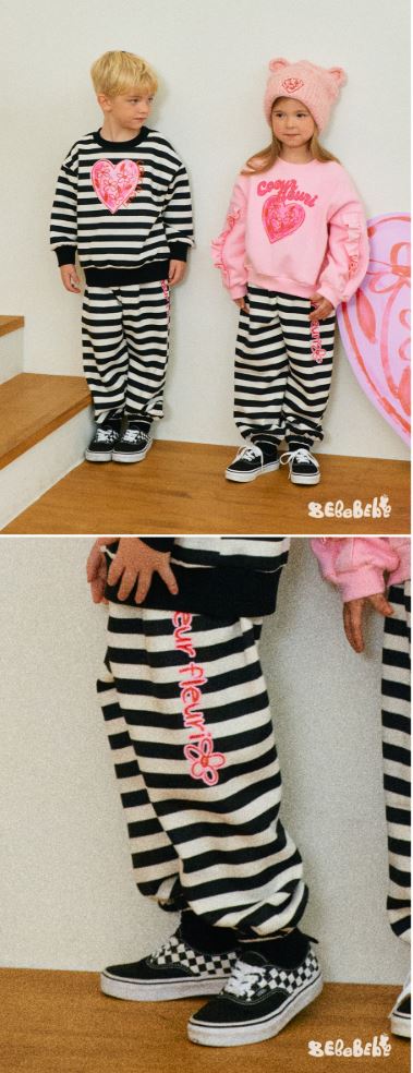 BEBEBEBE HOLIDAY Flower heart stripe training SET (BLACK)
