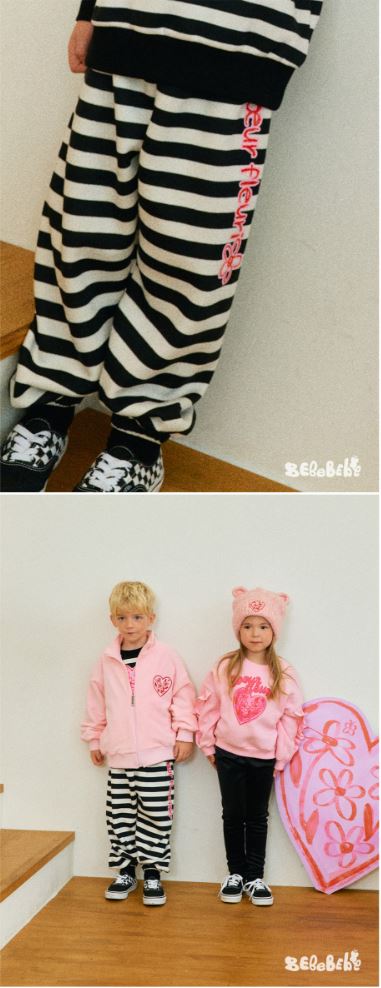 BEBEBEBE HOLIDAY Flower heart stripe training SET (BLACK)