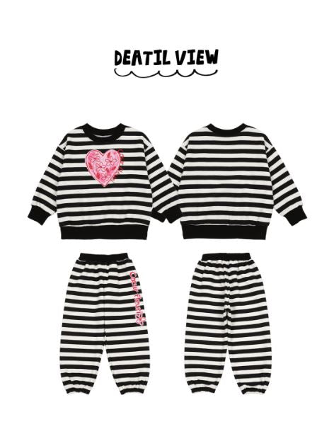 BEBEBEBE HOLIDAY Flower heart stripe training SET (BLACK)