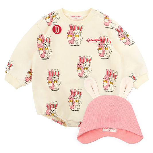 BEBE DE PINO 	All over twin bunny baby bodysuit set