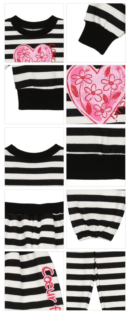 BEBEBEBE HOLIDAY Flower heart stripe training SET (BLACK)
