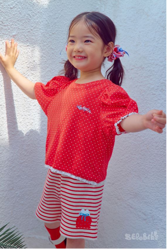 BEBEBEBE SUMMER strawberry ice cream scrunch 2pc set