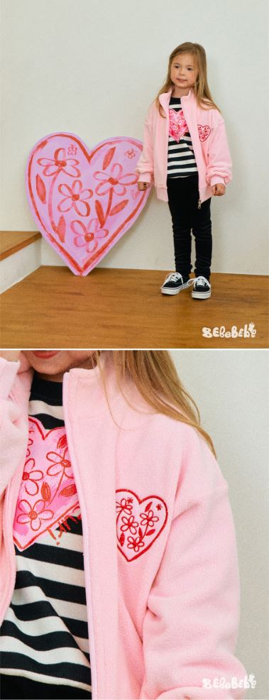 BEBEBEBE HOLIDAY Flower heart zip-up (PINK)