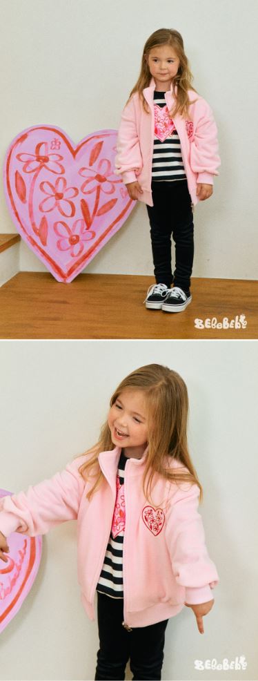 BEBEBEBE HOLIDAY Flower heart zip-up (PINK)