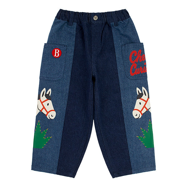 BEBE DE PINO Pony color block denim pants
