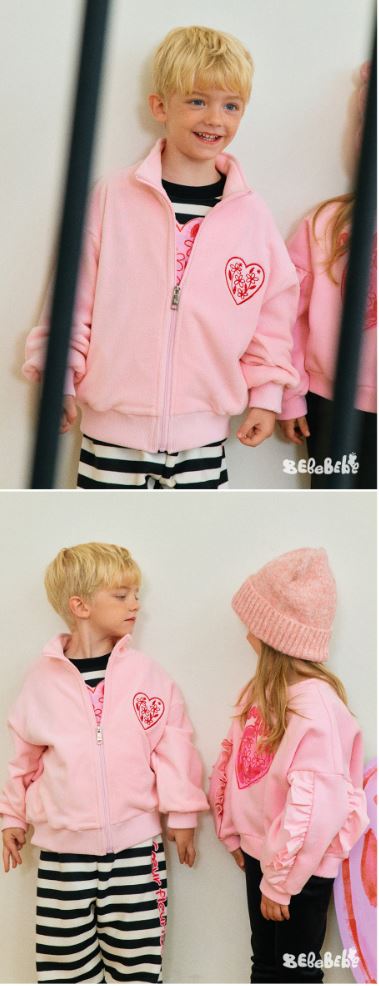 BEBEBEBE HOLIDAY Flower heart zip-up (PINK)