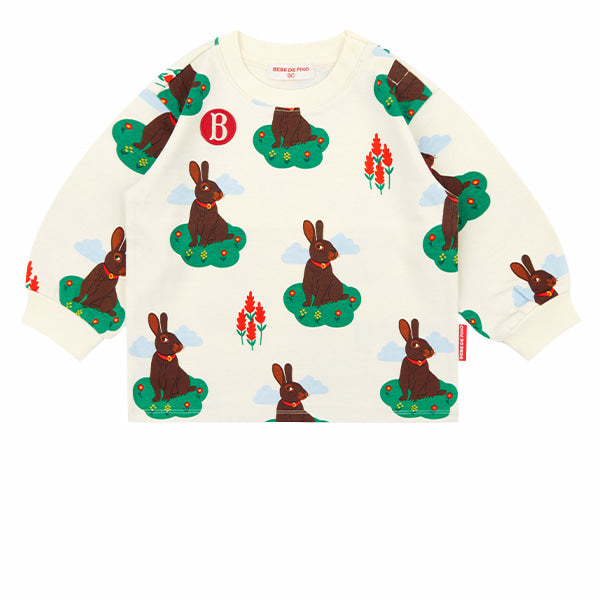 BEBE DE PINO All over rabbit baby long sleeve tee